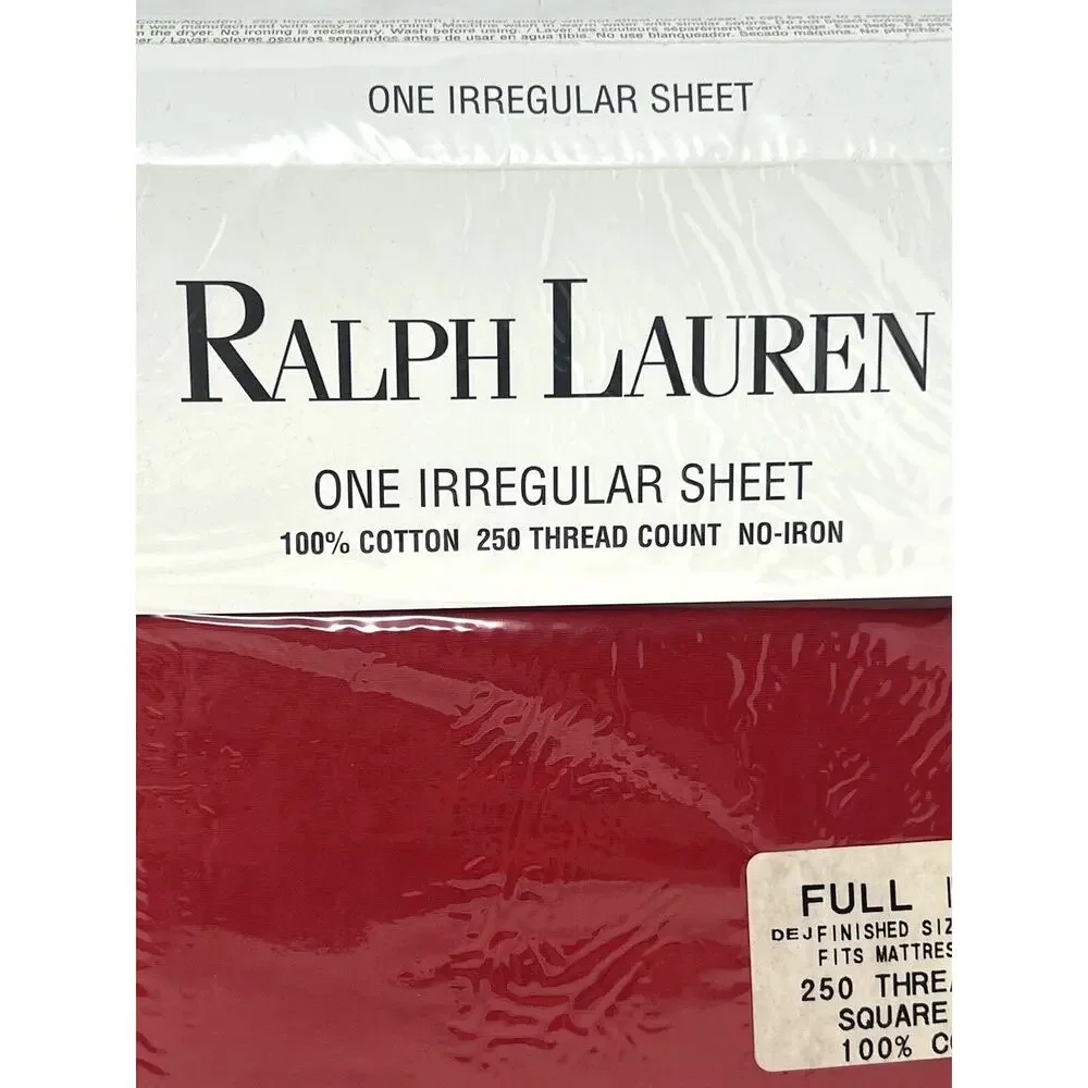 Vintage Ralph Lauren Red Full Flat Sheet *IRREGULAR* New In Package USA MADE NIP
